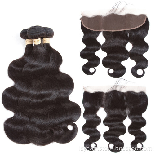 Free Shipping Non Virgin Remy Wavy Hair Indian 3 Bundles with Frontal , Aliexpress Online Shopping India Hair from India